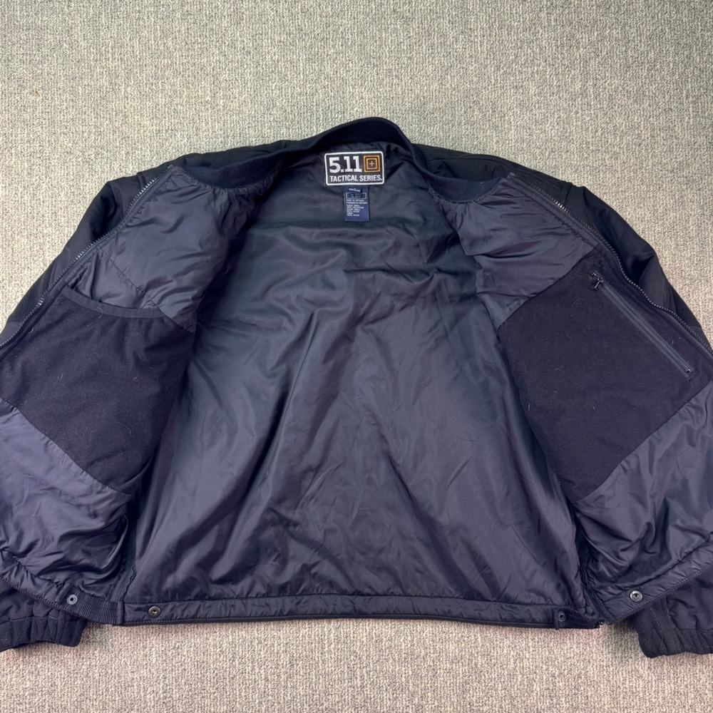 5.11 Tactical Series Fleece Lined Bomber Jacket Black Nylon Shell Size L - Picture 5 of 7